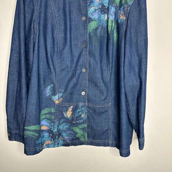Napa Valley Floral Denim Jacket Sz 1X - Picture 4 of 8